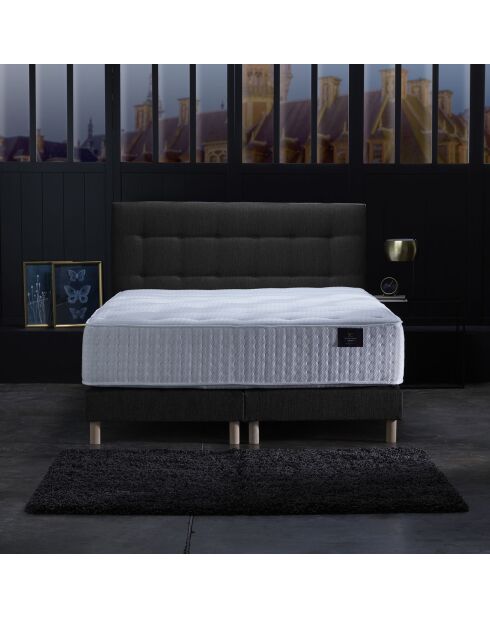 Ensemble Matelas ressorts ensachés Mémoire de forme Latex Artémis + tête de lit capitonnée anthracite - 160x200 cm
