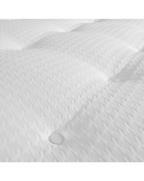 Ensemble Matelas ressorts ensachés Mémoire de forme Latex Artémis + tête de lit capitonnée bleu marine - 140x190 cm