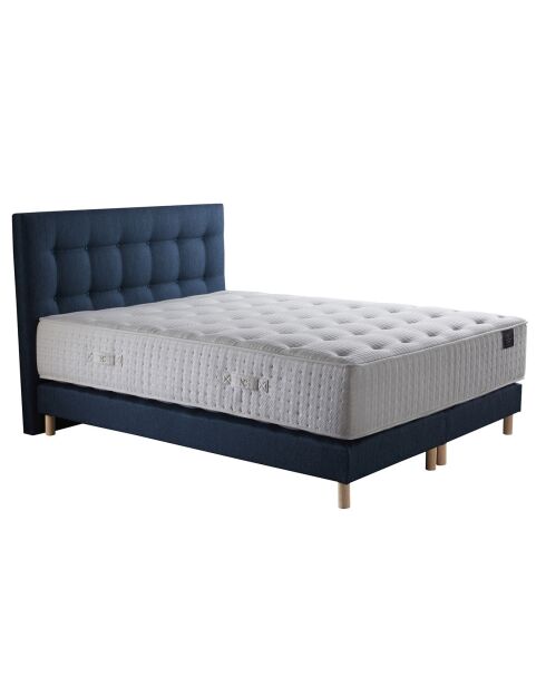 Ensemble Matelas ressorts ensachés Mémoire de forme Latex Artémis + tête de lit capitonnée bleu marine - 180x200 cm