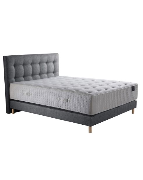 Ensemble Matelas ressorts ensachés Mémoire de forme Latex Artémis + tête de lit capitonnée gris souris - 140x190 cm