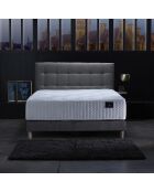 Ensemble Matelas ressorts ensachés Mémoire de forme Latex Artémis + tête de lit capitonnée gris souris - 140x190 cm