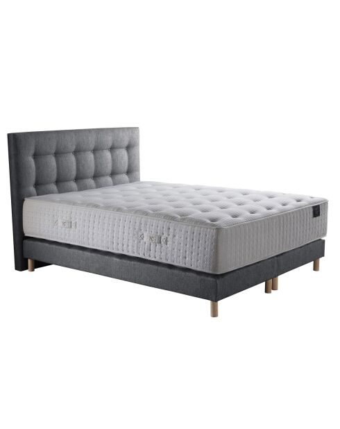 Ensemble Matelas ressorts ensachés Mémoire de forme Latex Artémis + tête de lit capitonnée gris souris - 160x200 cm