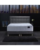 Ensemble Matelas ressorts ensachés Mémoire de forme Latex Artémis + tête de lit capitonnée gris souris - 160x200 cm