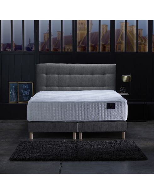 Ensemble Matelas ressorts ensachés Mémoire de forme Latex Artémis + tête de lit capitonnée gris souris - 160x200 cm