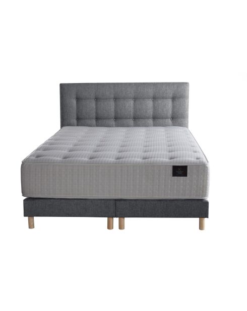 Ensemble Matelas ressorts ensachés Mémoire de forme Latex Artémis + tête de lit capitonnée gris souris - 180x200 cm