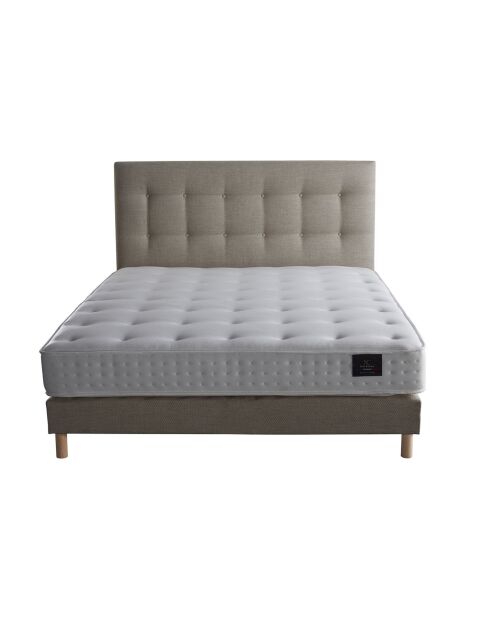 Ensemble Matelas latex naturel Clarté + tête de lit capitonnée beige - 140x190 cm