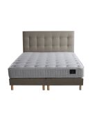 Ensemble Matelas latex naturel Clarté + tête de lit capitonnée beige - 160x200 cm