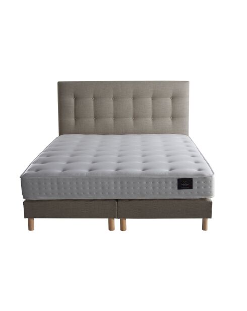 Ensemble Matelas latex naturel Clarté + tête de lit capitonnée beige - 160x200 cm