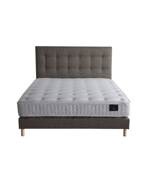 Ensemble Matelas latex naturel Clarté + tête de lit capitonnée camel - 140x190 cm