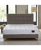 Ensemble Matelas latex naturel Clarté + tête de lit capitonnée camel - 140x190 cm