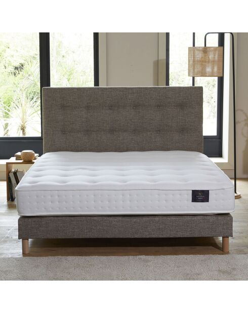 Ensemble Matelas latex naturel Clarté + tête de lit capitonnée camel - 140x190 cm
