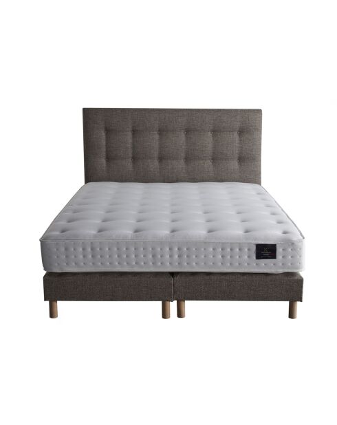 Ensemble Matelas latex naturel Clarté + tête de lit capitonnée camel - 160x200 cm