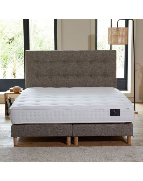 Ensemble Matelas latex naturel Clarté + tête de lit capitonnée camel - 160x200 cm