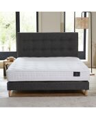 Ensemble Matelas latex naturel Clarté + tête de lit capitonnée gris éléphant - 140x190 cm
