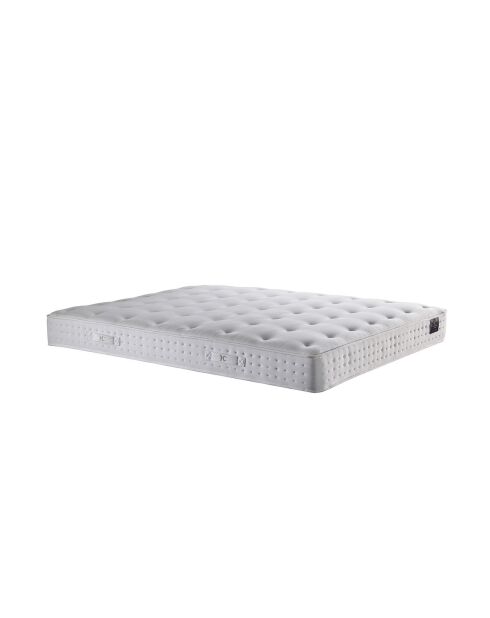 Ensemble Matelas latex naturel Clarté + tête de lit capitonnée gris éléphant - 140x190 cm