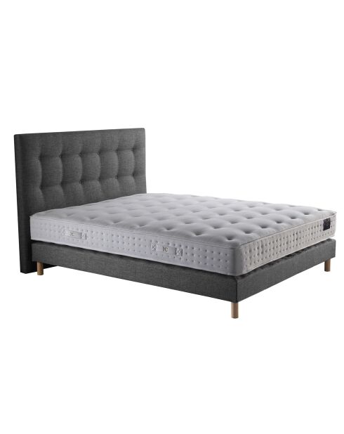 Ensemble Matelas latex naturel Clarté + tête de lit capitonnée gris éléphant - 140x190 cm