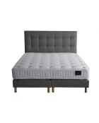 Ensemble Matelas latex naturel Clarté + tête de lit capitonnée gris éléphant - 160x200 cm