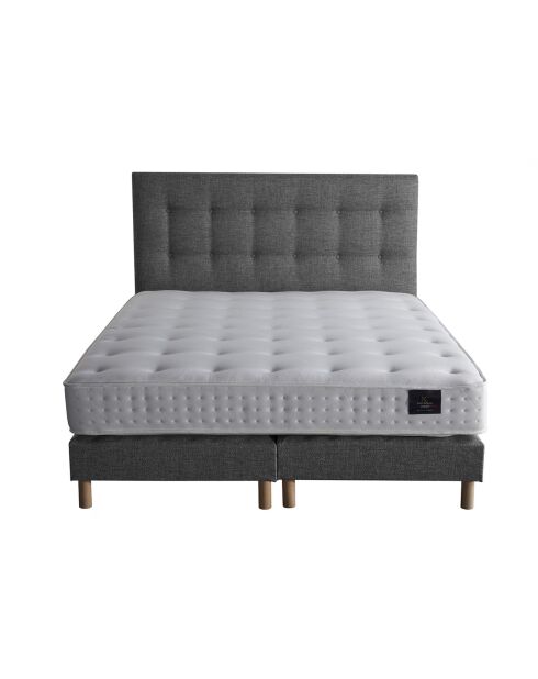 Ensemble Matelas latex naturel Clarté + tête de lit capitonnée gris éléphant - 160x200 cm