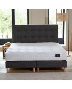 Ensemble Matelas latex naturel Clarté + tête de lit capitonnée gris éléphant - 160x200 cm