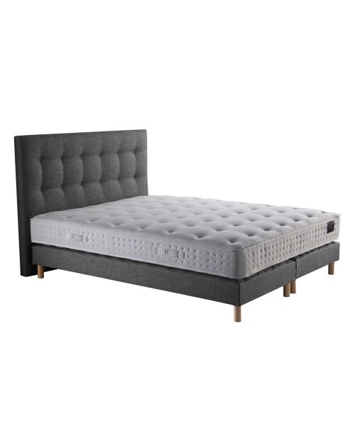 Ensemble Matelas latex naturel Clarté + tête de lit capitonnée gris éléphant - 160x200 cm