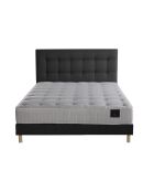 Ensemble Matelas ressorts ensachés Mémoire de forme Nova + tête de lit capitonnée anthracite - 140x190 cm