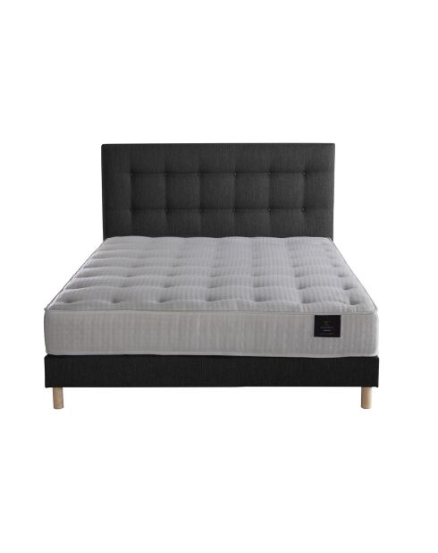 Ensemble Matelas ressorts ensachés Mémoire de forme Nova + tête de lit capitonnée anthracite - 140x190 cm