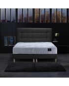 Ensemble Matelas ressorts ensachés Mémoire de forme Nova + tête de lit capitonnée anthracite - 160x200 cm