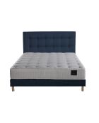 Ensemble Matelas ressorts ensachés Mémoire de forme Nova + tête de lit capitonnée bleu marine - 140x190 cm