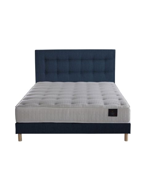 Ensemble Matelas ressorts ensachés Mémoire de forme Nova + tête de lit capitonnée bleu marine - 140x190 cm