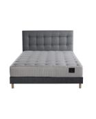 Ensemble Matelas ressorts ensachés Mémoire de forme Nova + tête de lit capitonnée gris souris - 140x190 cm