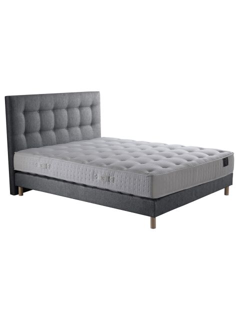 Ensemble Matelas ressorts ensachés Mémoire de forme Nova + tête de lit capitonnée gris souris - 140x190 cm