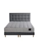 Ensemble Matelas ressorts ensachés Mémoire de forme Nova + tête de lit capitonnée gris souris - 160x200 cm