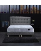 Ensemble Matelas ressorts ensachés Mémoire de forme Nova + tête de lit capitonnée gris souris - 180x200 cm
