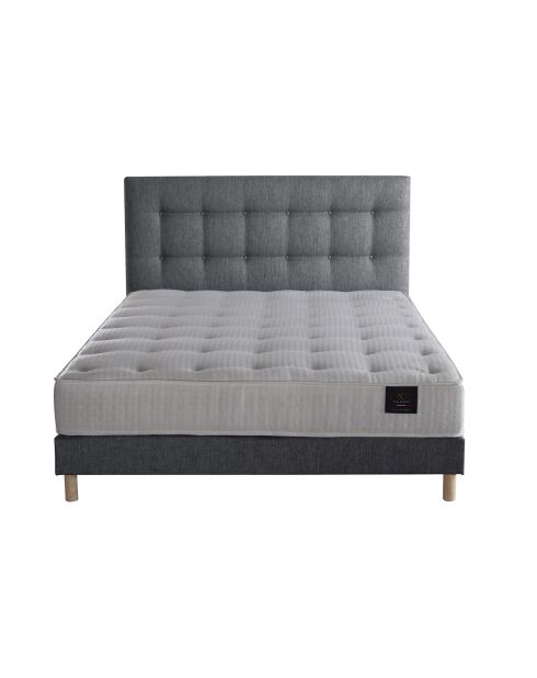 Ensemble Matelas ressorts ensachés Accueil latex Séléné + tête de lit capitonnée gris souris - 140x190 cm