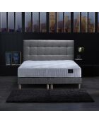 Ensemble Matelas ressorts ensachés Accueil latex Séléné + tête de lit capitonnée gris souris - 160x200 cm