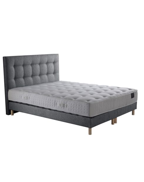 Ensemble Matelas ressorts ensachés Accueil latex Séléné + tête de lit capitonnée gris souris - 180x200 cm
