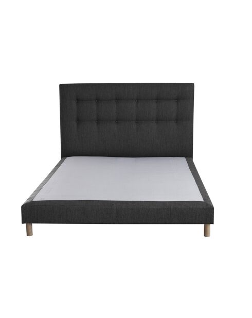 Sommier tapissier + tête de lit capitonnée Crépuscule anthracite - 140x190 cm