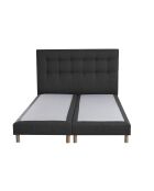 Sommier tapissier + tête de lit capitonnée Crépuscule anthracite - 160x200 cm