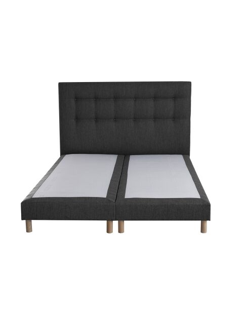 Sommier tapissier + tête de lit capitonnée Crépuscule anthracite - 180x200 cm
