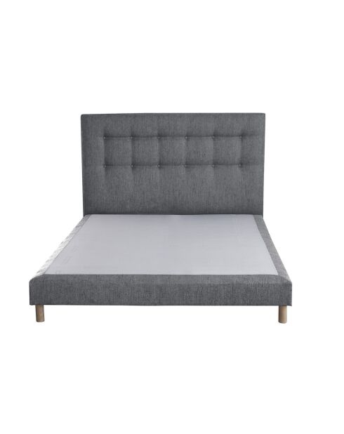 Sommier tapissier + tête de lit capitonnée Crépuscule gris souris - 140x190 cm