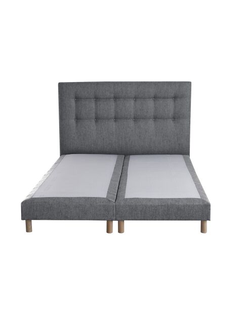 Sommier tapissier + tête de lit capitonnée Crépuscule gris souris - 160x200 cm