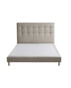 Sommier tapissier + tête de lit capitonnée Symbiose beige - 140x190 cm