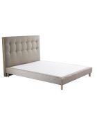 Sommier tapissier + tête de lit capitonnée Symbiose beige - 140x190 cm