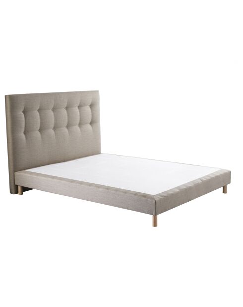 Sommier tapissier + tête de lit capitonnée Symbiose beige - 140x190 cm