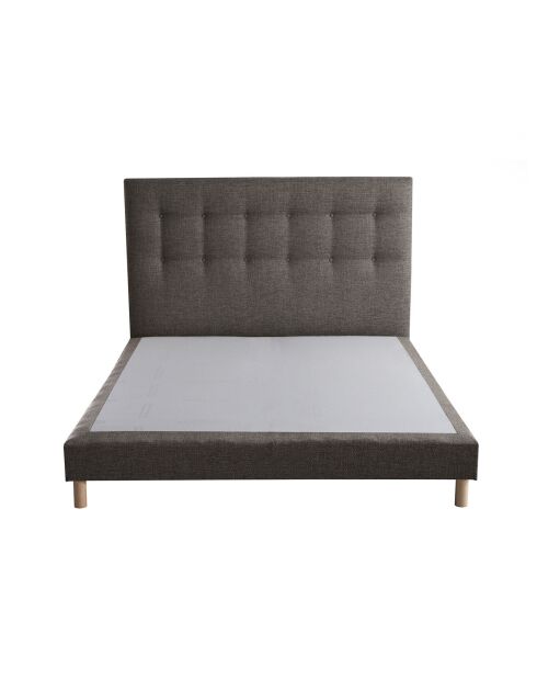 Sommier tapissier + tête de lit capitonnée Symbiose camel - 140x190 cm