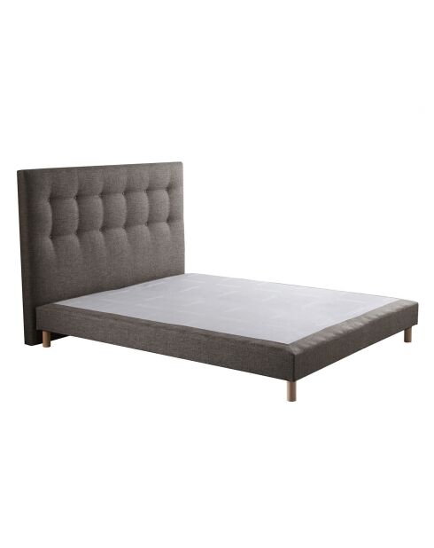 Sommier tapissier + tête de lit capitonnée Symbiose camel - 140x190 cm