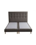 Sommier tapissier + tête de lit capitonnée Symbiose camel - 160x200 cm