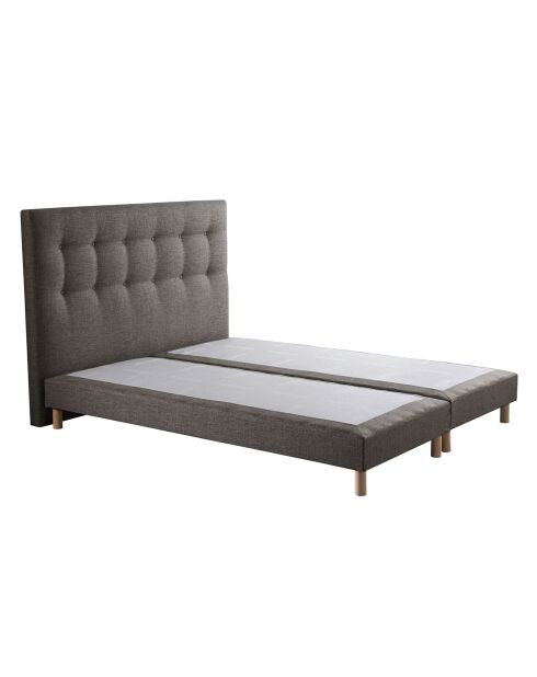 Sommier tapissier + tête de lit capitonnée Symbiose camel - 160x200 cm