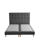 Sommier tapissier + tête de lit capitonnée Symbiose gris éléphant - 180x200 cm