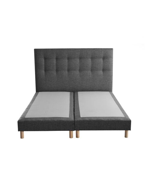 Sommier tapissier + tête de lit capitonnée Symbiose gris éléphant - 180x200 cm